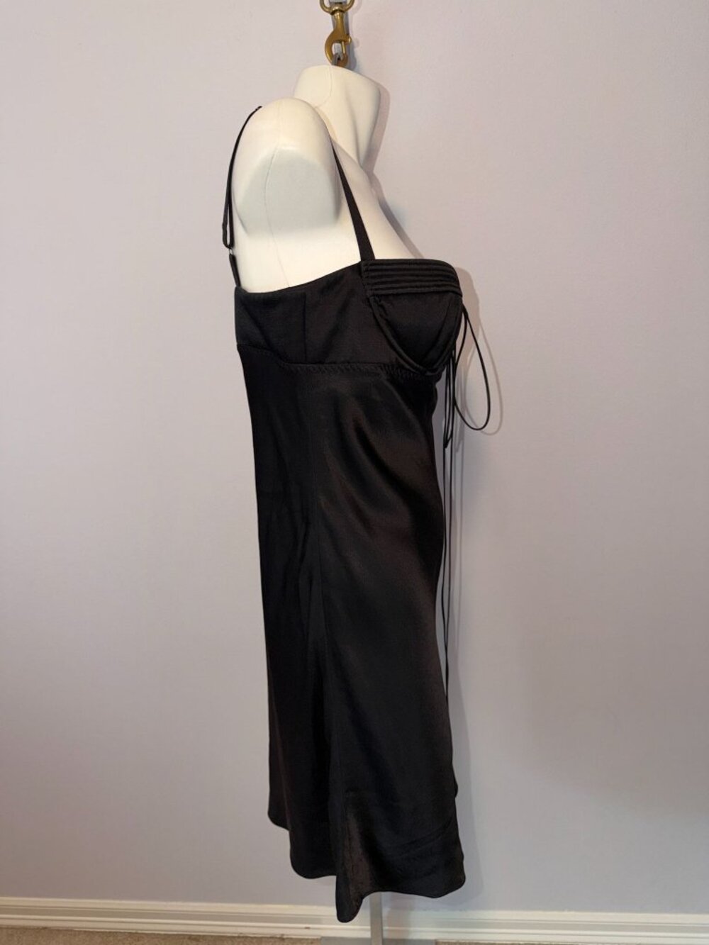 Anna October x J.Crew Black Lingerie Silk Satin Dress 14 NWT Bra Cup Corset Midi - Picture 3 of 8